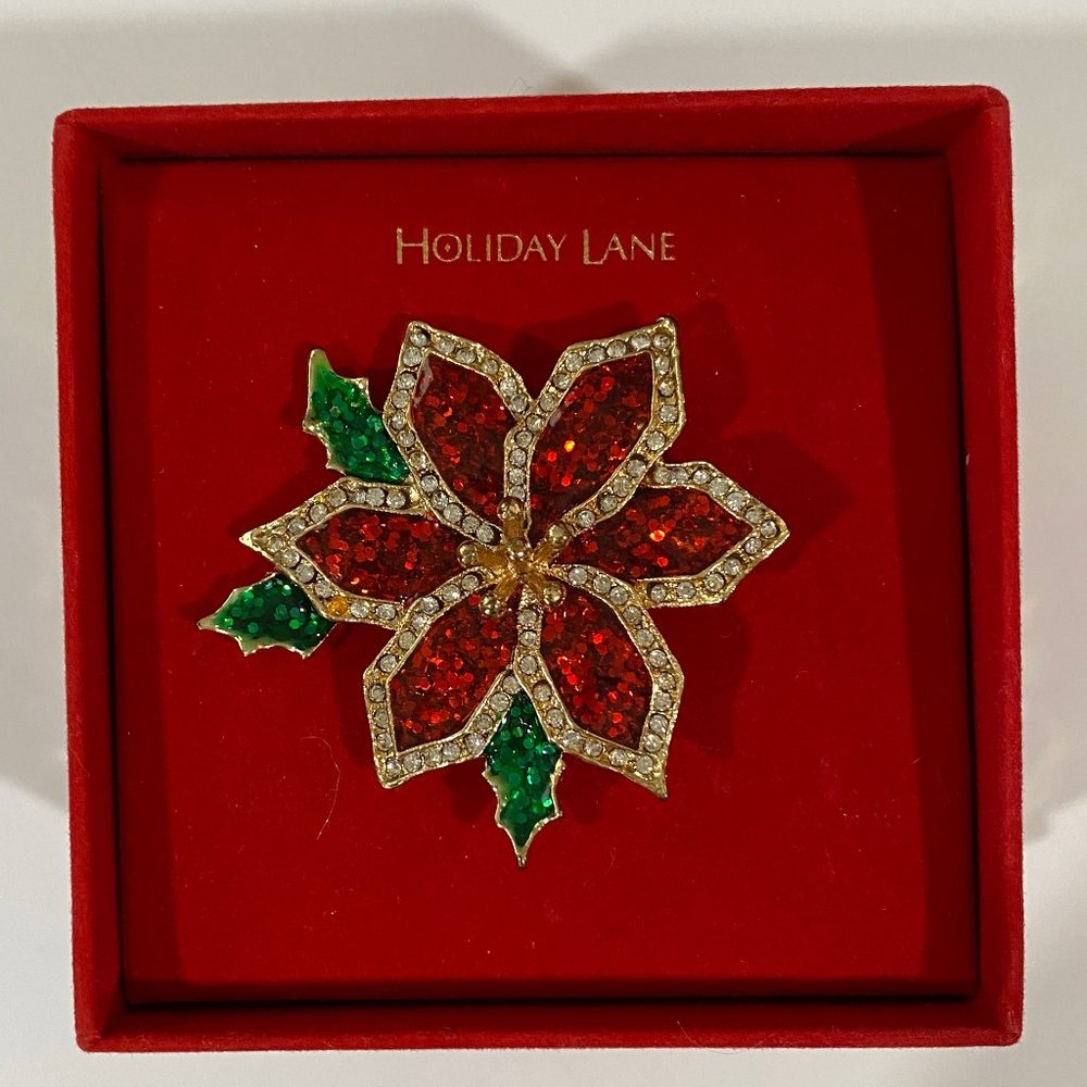 Holiday Lane  Poinsettia Brooch